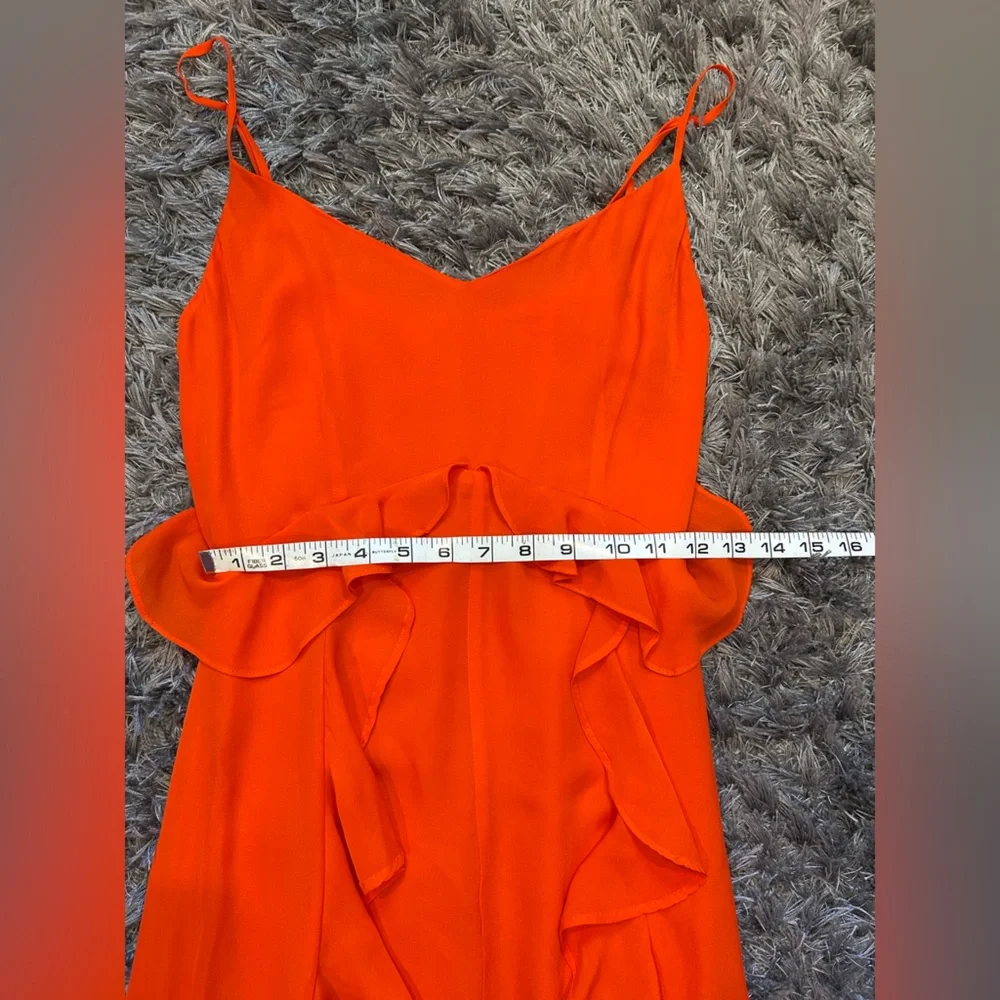 L'agence Silk Orange Ruffle Maxi Dress Size 2 - Picture 11 of 14